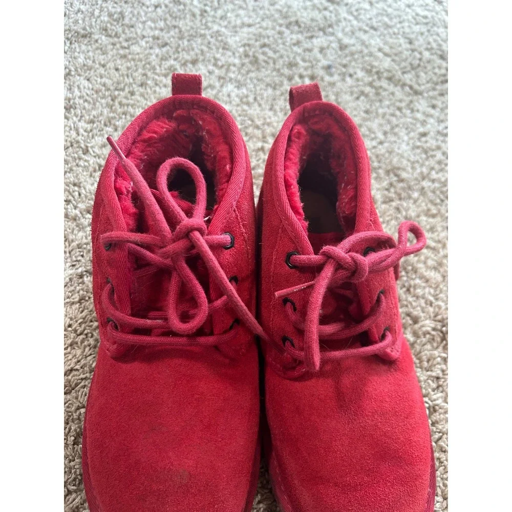 UGG Neumel‎ Red Suede Lace Up Slipper Boots Mens 7